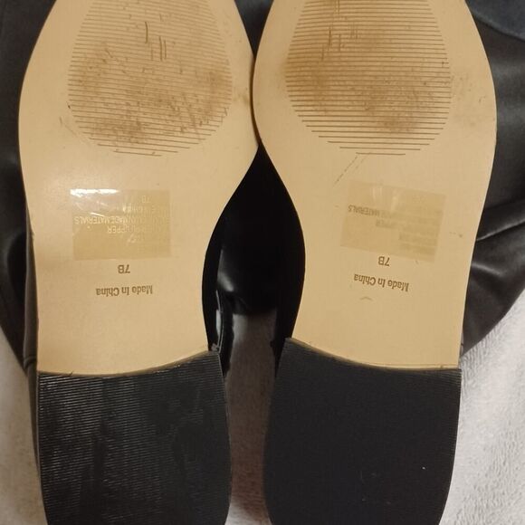 Victoria's Secret Black Fold Over Knee Riding Boots Buckle Strap Size 7B - Picture 8 of 12